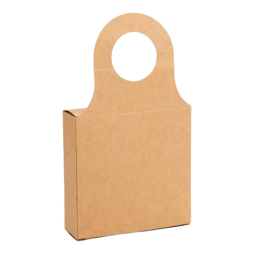 Cutie pătrată cu fereastră și agățătoare - kraft (set 25 buc)