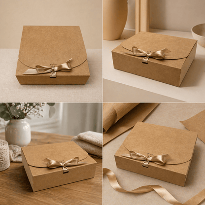 Cutie pătrată cu fundă satinată (set 12 buc)