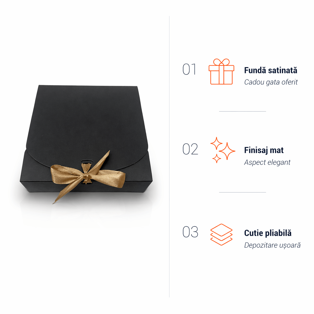 Cutie pătrată cu fundă satinată (set 12 buc)