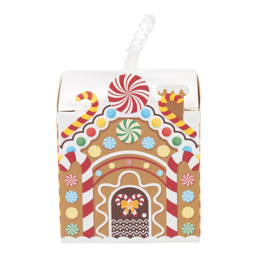 Cutie pătrată de Crăciun cu mâner de sfoară alb - maro (set 50 buc)