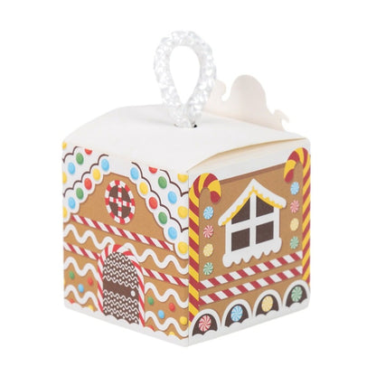Cutie pătrată de Crăciun cu mâner de sfoară alb - maro (set 50 buc)
