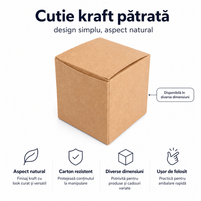 Cutie pătrată din carton kraft