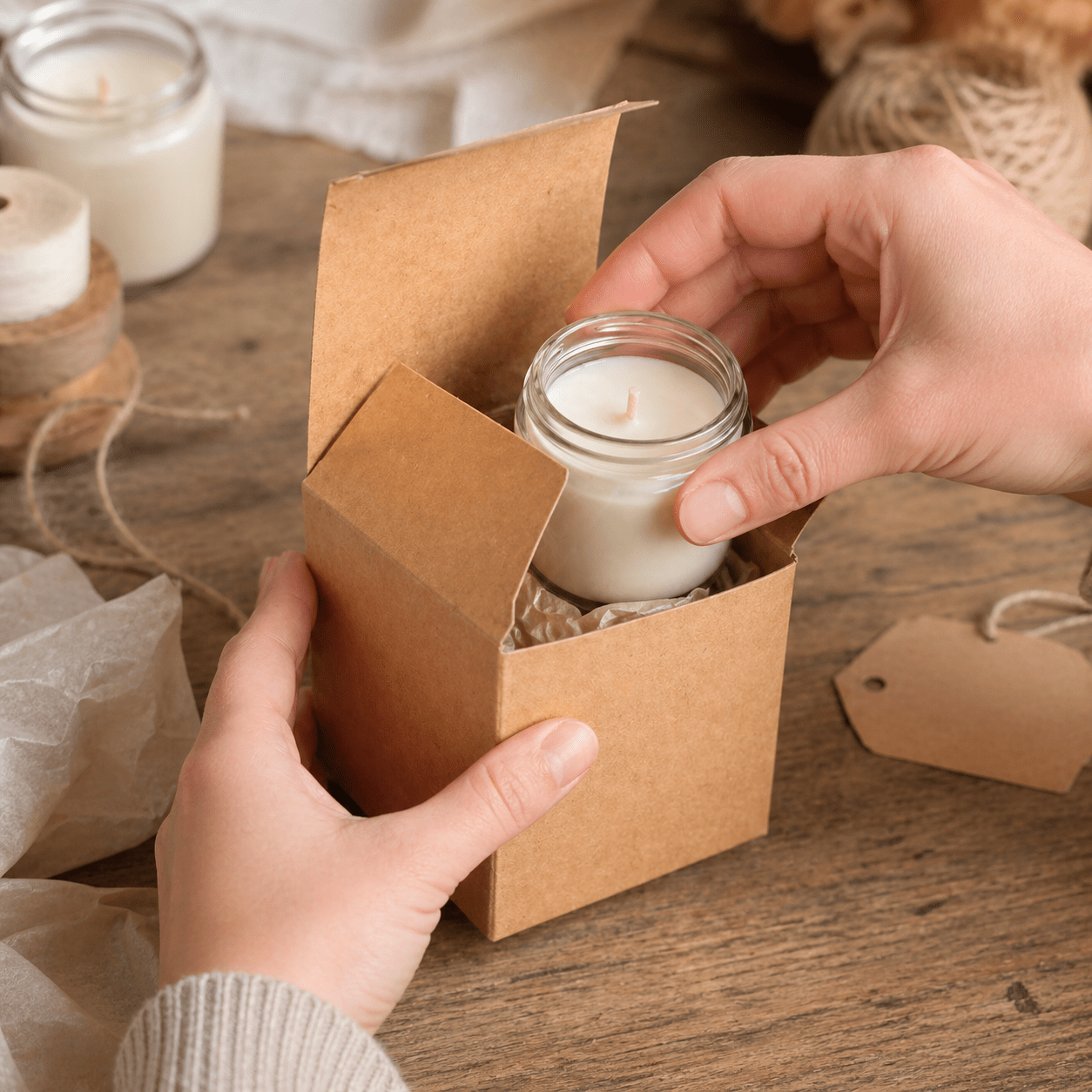 Cutie pătrată din carton kraft