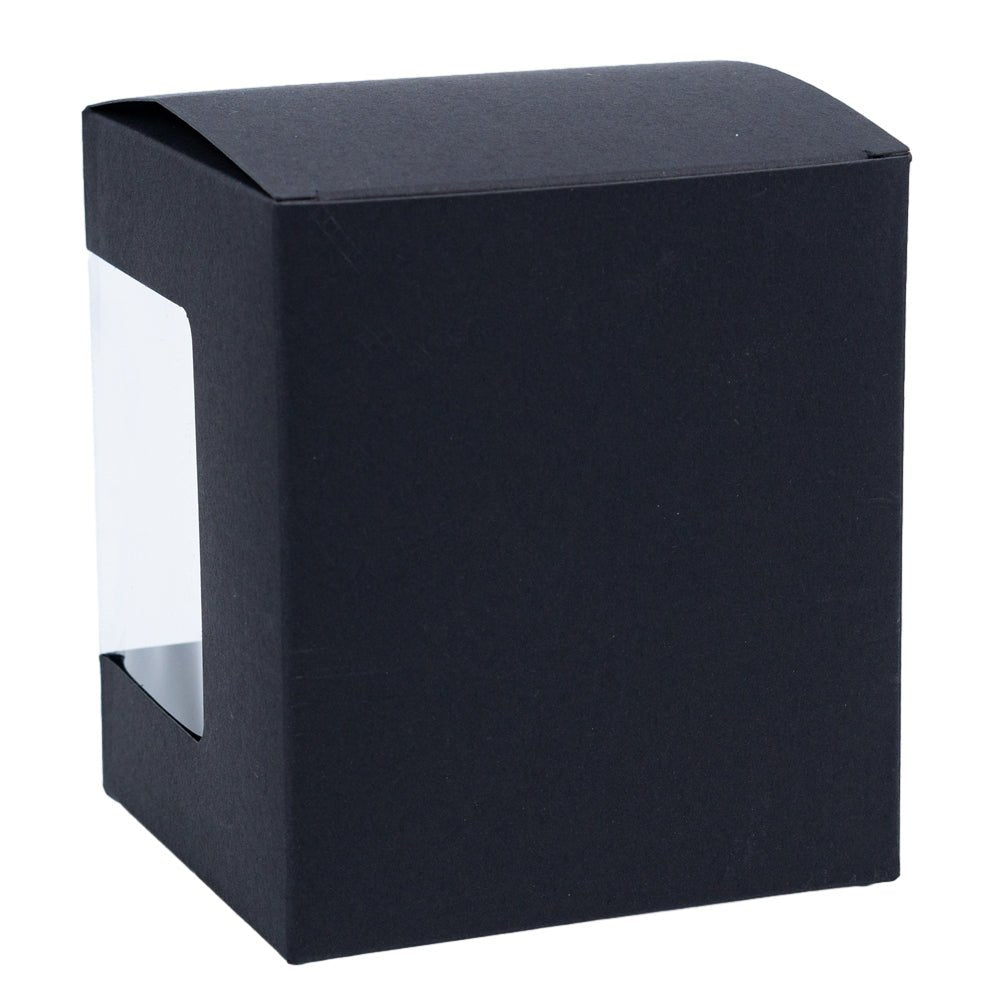 Cutie pătrată din hârtie cu fereastră pe o parte - negru (set 50 buc)