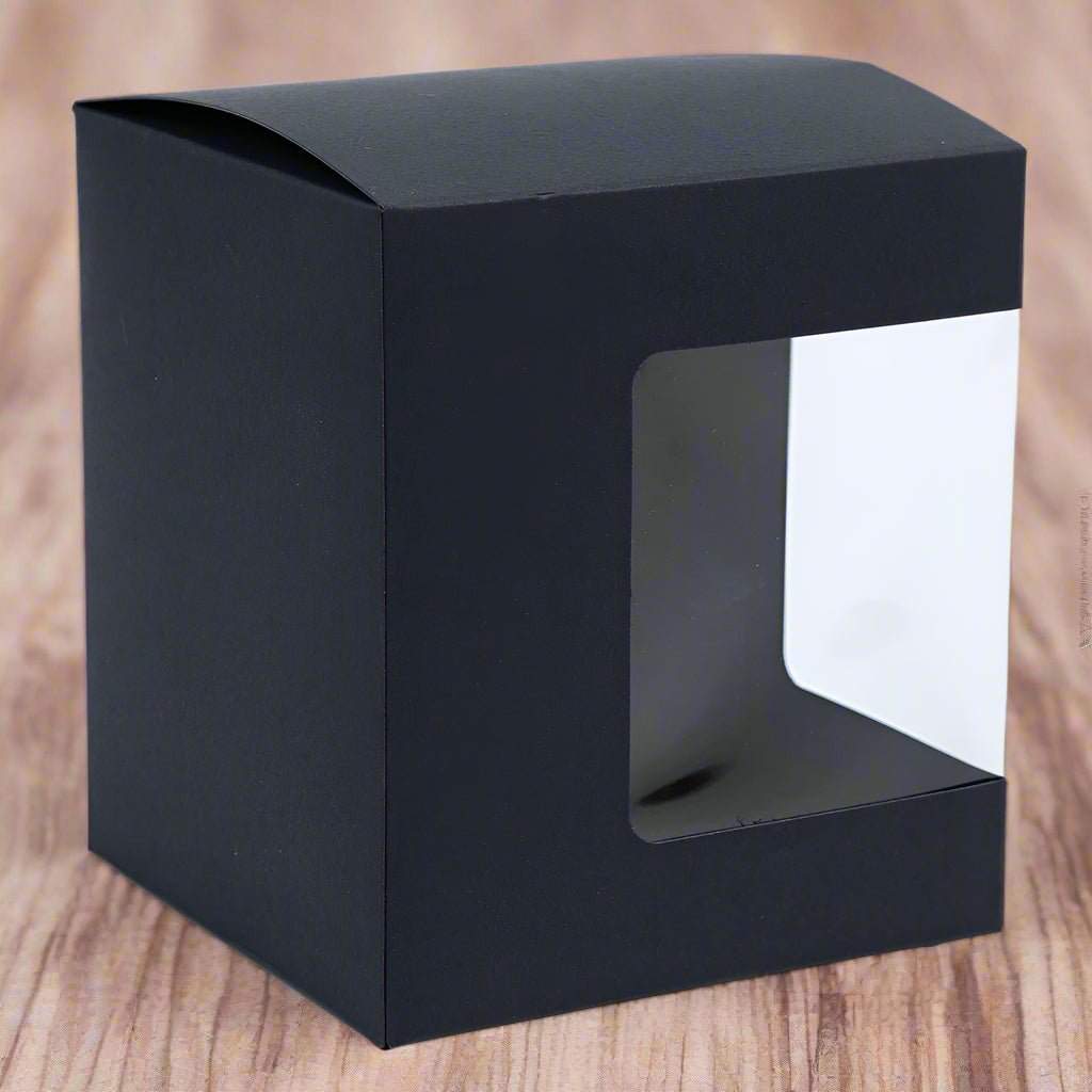 Cutie pătrată din hârtie cu fereastră pe o parte - negru (set 50 buc)