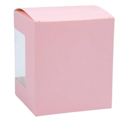 Cutie pătrată din hârtie cu fereastră pe o parte - roz (set 50 buc)