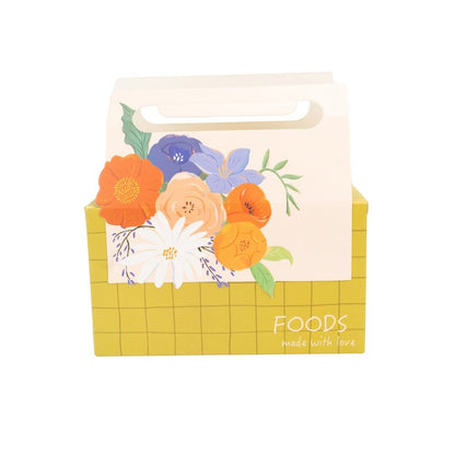 Cutie pentru prânz cu mâner model floral - verde (set 25 buc)