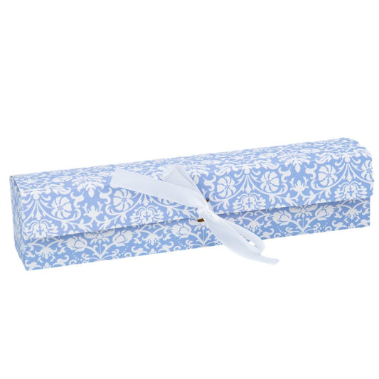 Cutie rigletă cu panglică albă - albastru (set 10 buc) - 19x4x3.8cm