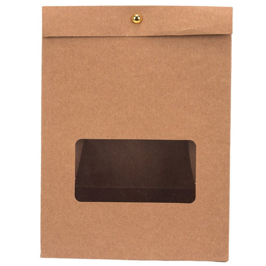 Cutie stand up cu fereastră și capsă - kraft (set 25 buc) - 15x8x20cm