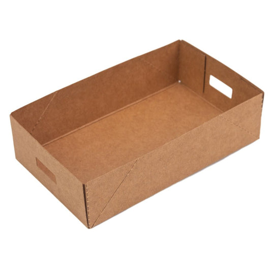 Cutie tavă cu mânere  - kraft (set 50 buc) - 12.5x7.5x3.5cm