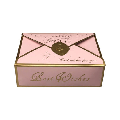 Cutie tip plic din hârtie cu sigiliu auriu 10.5x7x3.5cm - roz (set 50 buc)