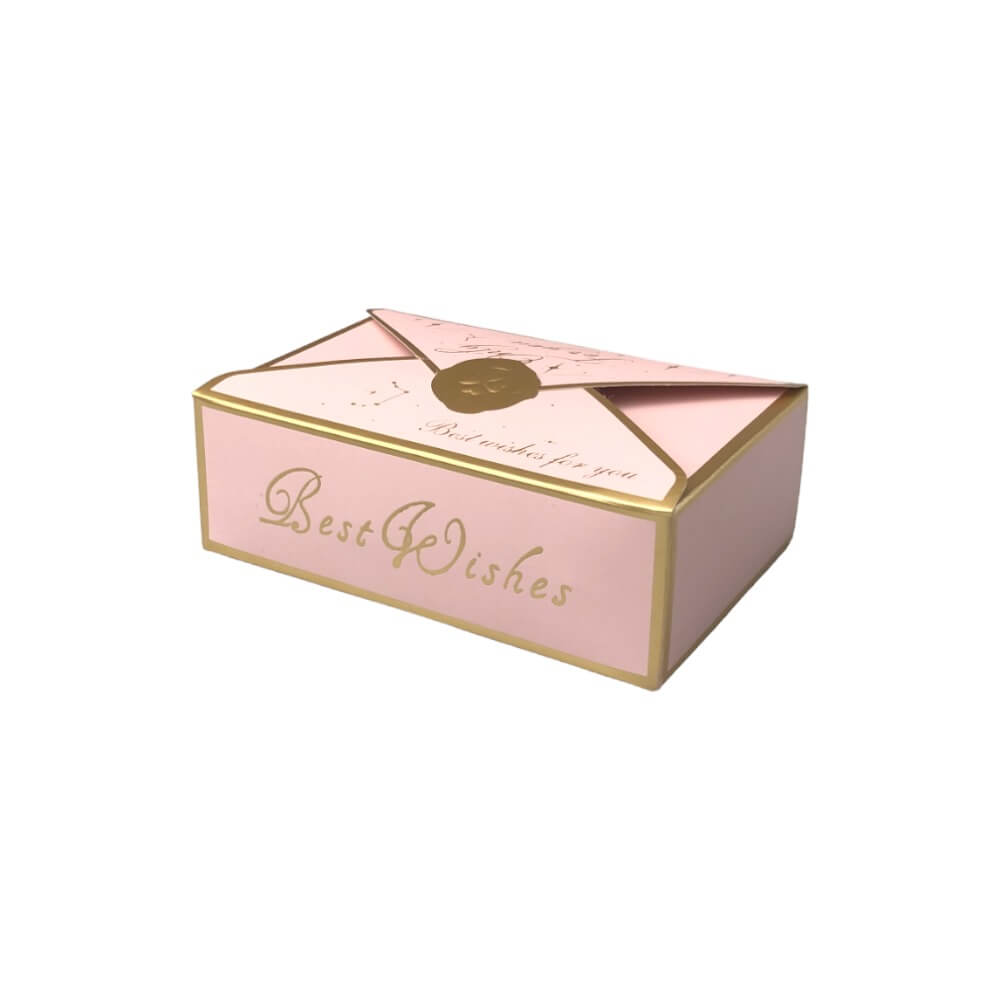 Cutie tip plic din hârtie cu sigiliu auriu 10.5x7x3.5cm - roz (set 50 buc)