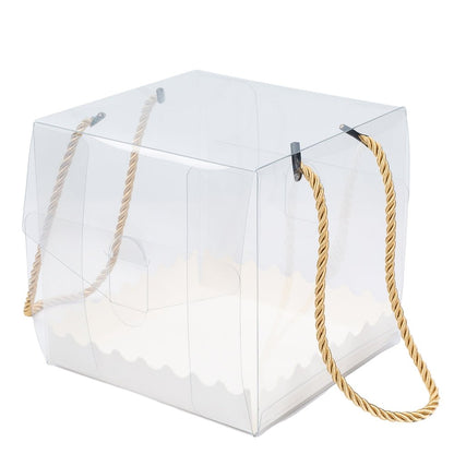 Cutii transparente cu bază albă și mâner (set 25 buc)