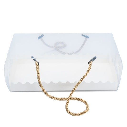 Cutii transparente cu bază albă și mâner (set 25 buc)