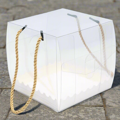 Cutii transparente cu bază albă și mâner (set 25 buc)