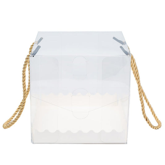 Cutii transparente cu bază albă și mâner (set 25 buc)