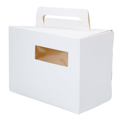 Cutie triunghiulară din hârtie cu mâner - alb (set 50 buc) - 10x15.5x9.5cm