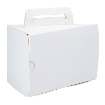 Cutie triunghiulară din hârtie cu mâner - alb (set 50 buc) - 10x15.5x9.5cm