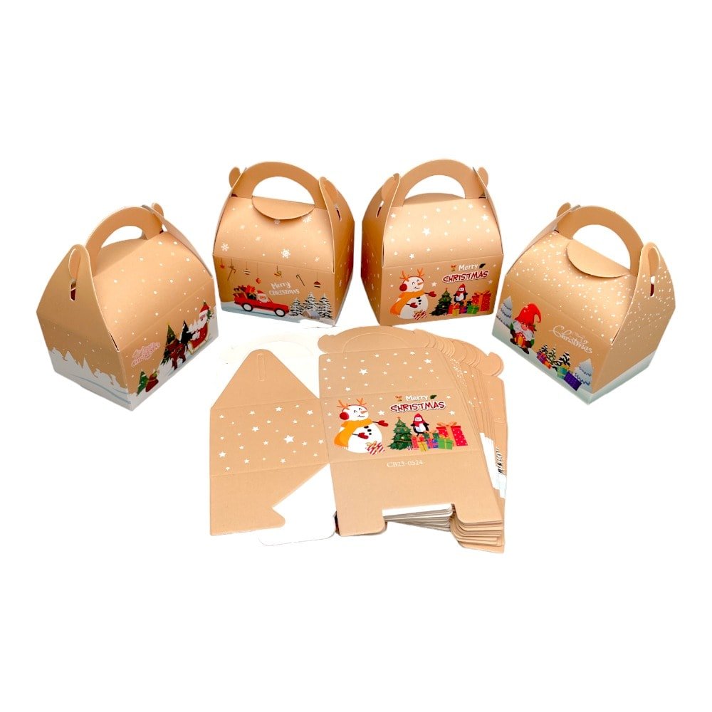 Cutii Crăciun cu mâner mix 4 modele (set 24 buc) 8x6x11cm