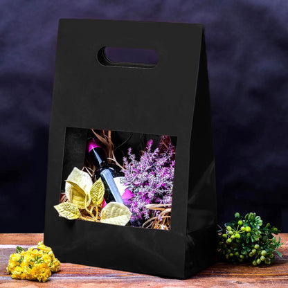 Cutii cu fereastră și mâner - negru (set 5 buc)
