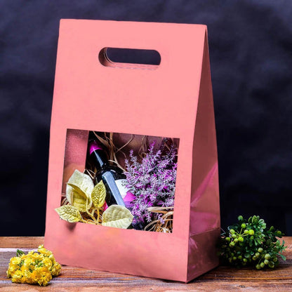Cutii cu fereastră și mâner - roz (set 5 buc)
