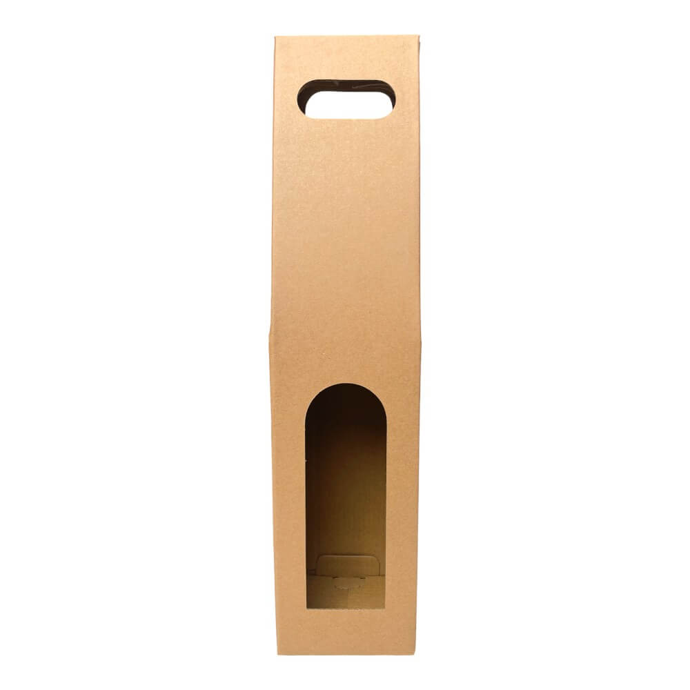 Cutii kraft cu mâner pentru o sticlă (set 10 buc)