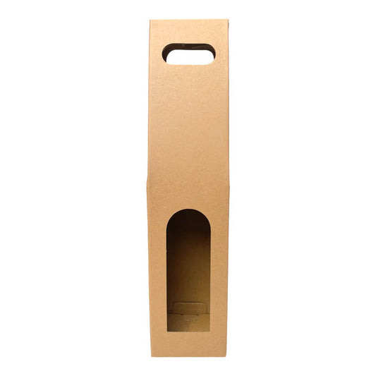 Cutii kraft cu mâner pentru o sticlă (set 10 buc)