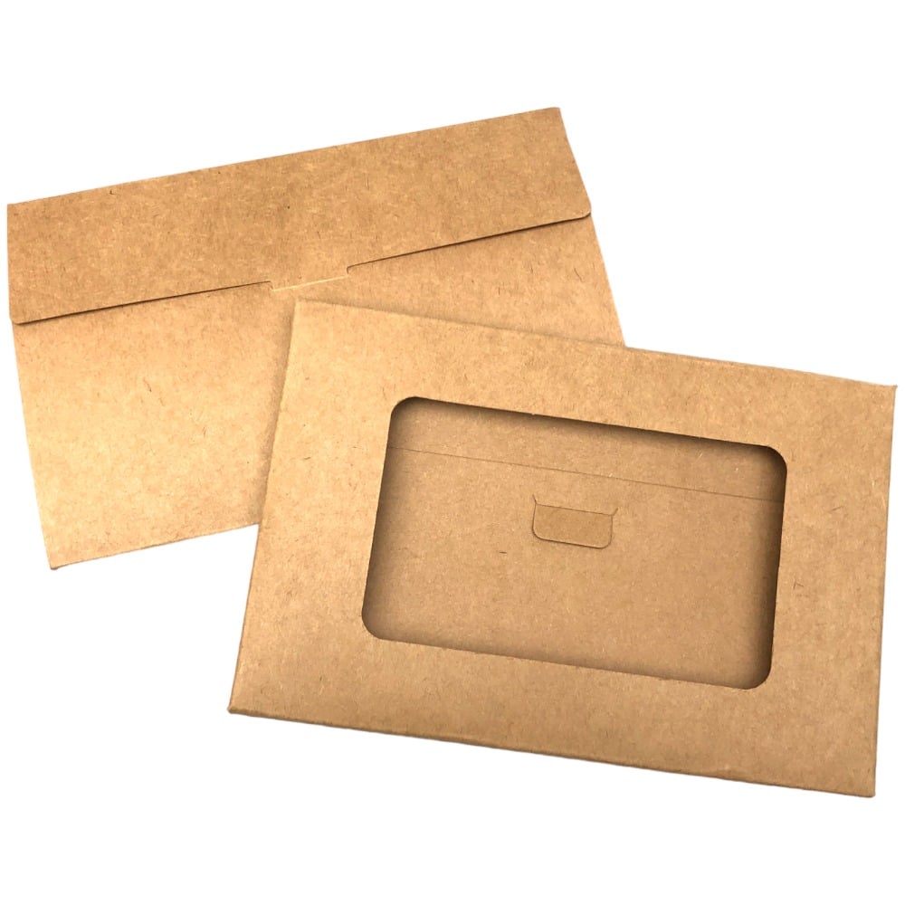 Cutii mici dreptunghiulare cu fereastră - kraft (set 100 buc) 15.5x10x0.5cm