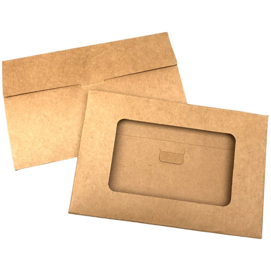 Cutii mici dreptunghiulare cu fereastră - kraft (set 100 buc) 15.5x10x0.5cm