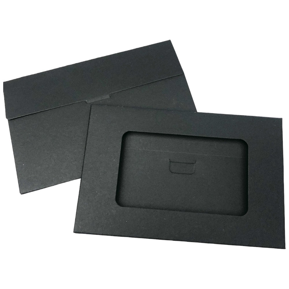 Cutii mici dreptunghiulare cu fereastră - negru (set 100 buc) 15.5x10x0.5cm