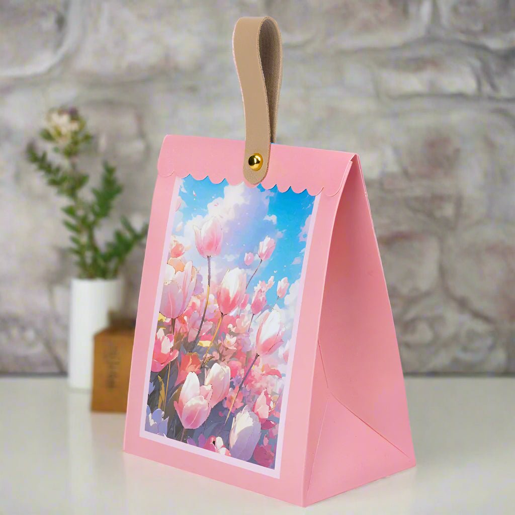 Cutii model floral și mâner din piele (set 50 buc)
