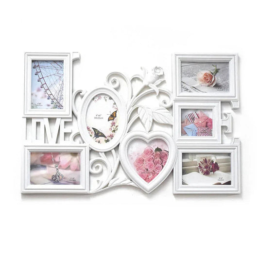 Rama foto colaj 7 poze, Love, D1415 Alb