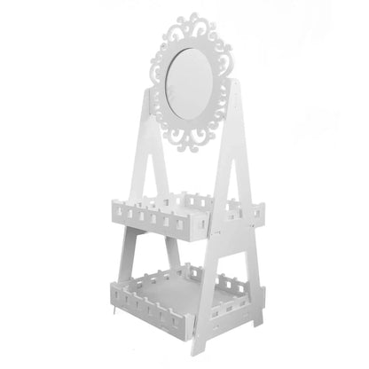 Suport pentru articole diverse, cu oglinda si 2 rafturi, Naimeed D22, culoare Alb, 100 x 40,5 x 36 cm