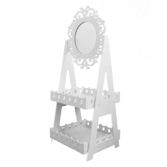 Suport pentru articole diverse, cu oglinda si 2 rafturi, Naimeed D22, culoare Alb, 100 x 40,5 x 36 cm