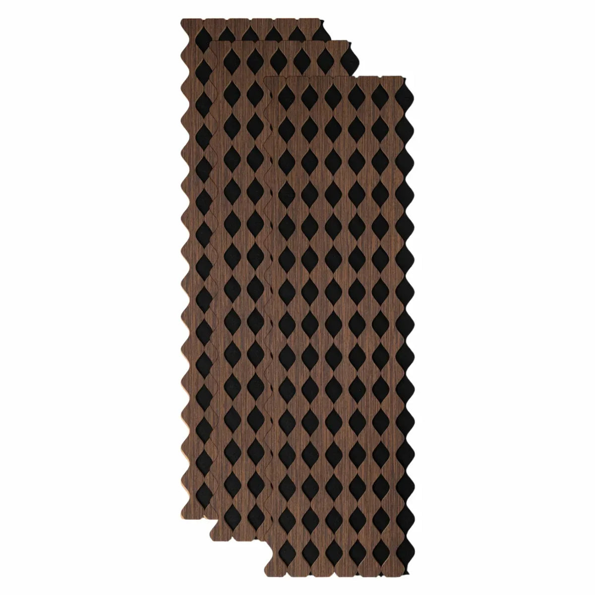 Set 3 Panouri riflaj acustic decorativ, MDF si pasla, Naimeed D6232, 240x30x1.8cm, Nuc