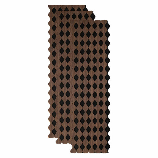 Set 3 Panouri riflaj acustic decorativ, MDF si pasla, Naimeed D6232, 240x30x1.8cm, Nuc