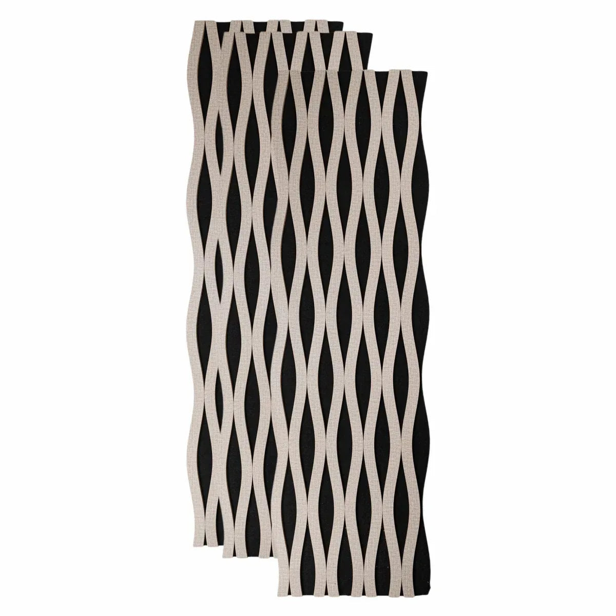 Set 3 Panouri riflaj acustic decorativ, MDF si pasla, Naimeed D6243, 240x30x1.8cm, Gri