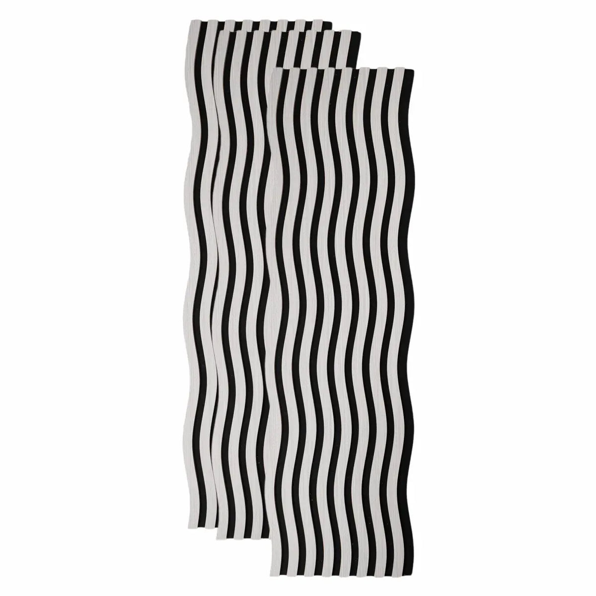 Set 3 Panouri riflaj acustic decorativ, MDF si pasla, Naimeed D6249, 240x30x1.8cm, Stejar Deschis