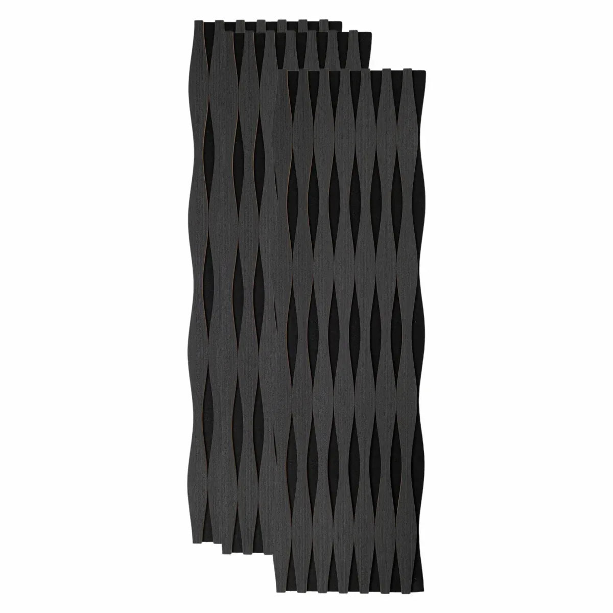 Set 3 Panouri riflaj acustic decorativ, MDF si pasla, Naimeed D6251, 240x30x1.8cm, Stejar Negru