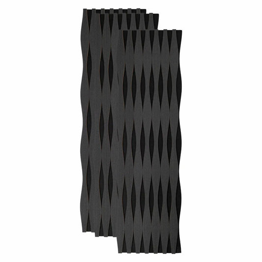 Set 3 Panouri riflaj acustic decorativ, MDF si pasla, Naimeed D6251, 240x30x1.8cm, Stejar Negru