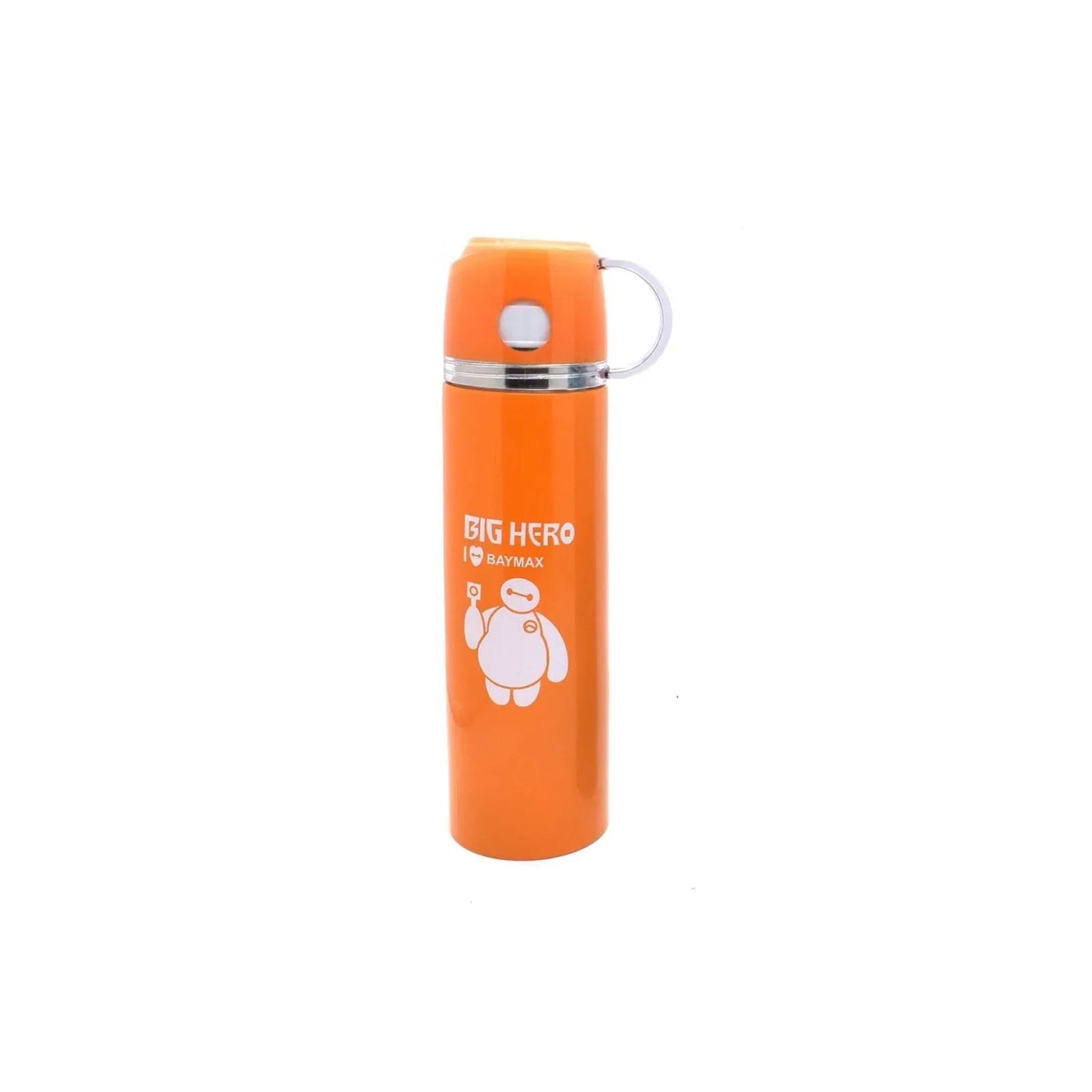 Termos vacuum cu canita pentru copii, bauturi reci sau calde, Angel baby, 350ml, portocaliu