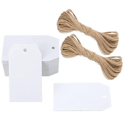 Etichete din hârtie dreptunghiulare simple - alb (set 100 buc)