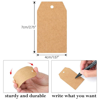 Etichete din hârtie dreptunghiulare simple - kraft (set 100 buc)