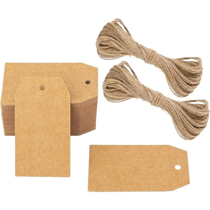 Etichete din hârtie dreptunghiulare simple - kraft (set 100 buc)