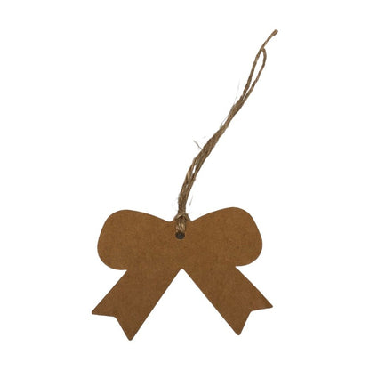 Etichete din hârtie în formă de fundă 5x6.5cm - kraft (set 100 buc)