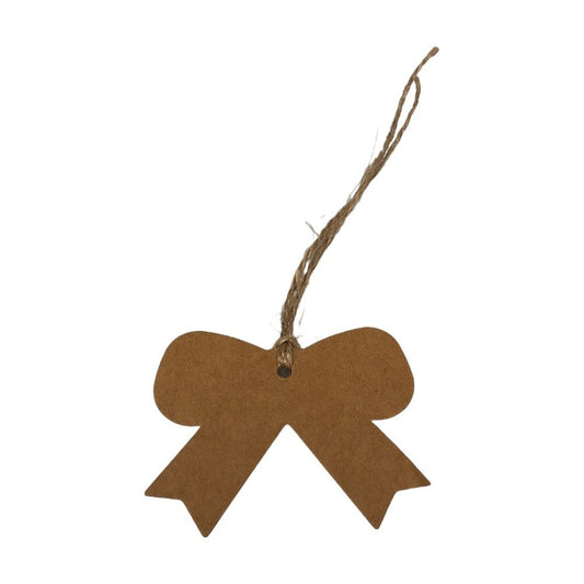 Etichete din hârtie în formă de fundă 5x6.5cm - kraft (set 100 buc)