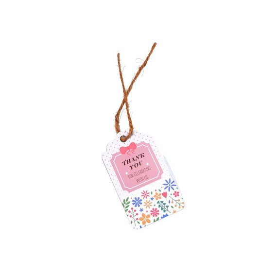 Etichete dreptunghiulare cu flori și mesaj Thank you 4x7cm - model 3 (set 50 buc)
