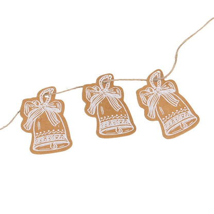 Etichete formă clopoțel de Crăciun cu sfoară - kraft (set 50 buc)