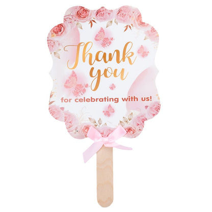 Evantai hârtie Thank you - roz (set 10 buc) - 17x20cm