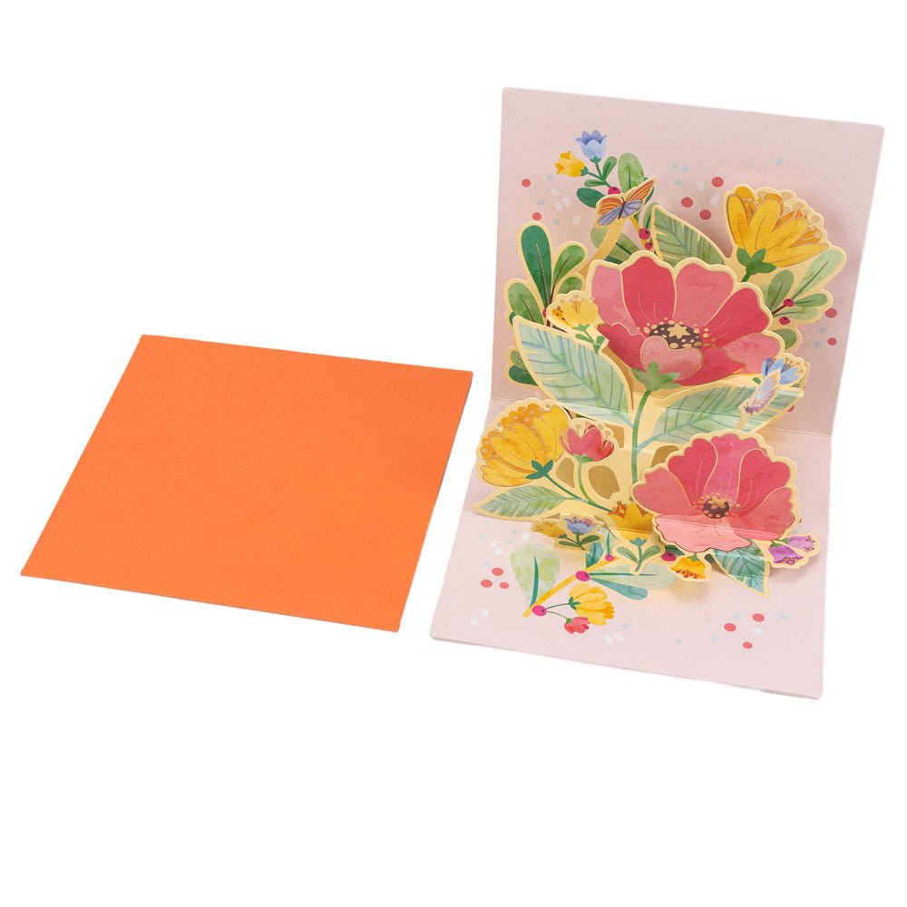Felicitare 3D model floral - roz 13x13cm